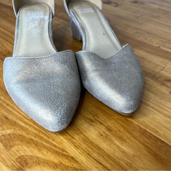 Eileen Fisher Just Leather Metallic Low Heel Pumps Size 5.5 - Picture 4 of 6